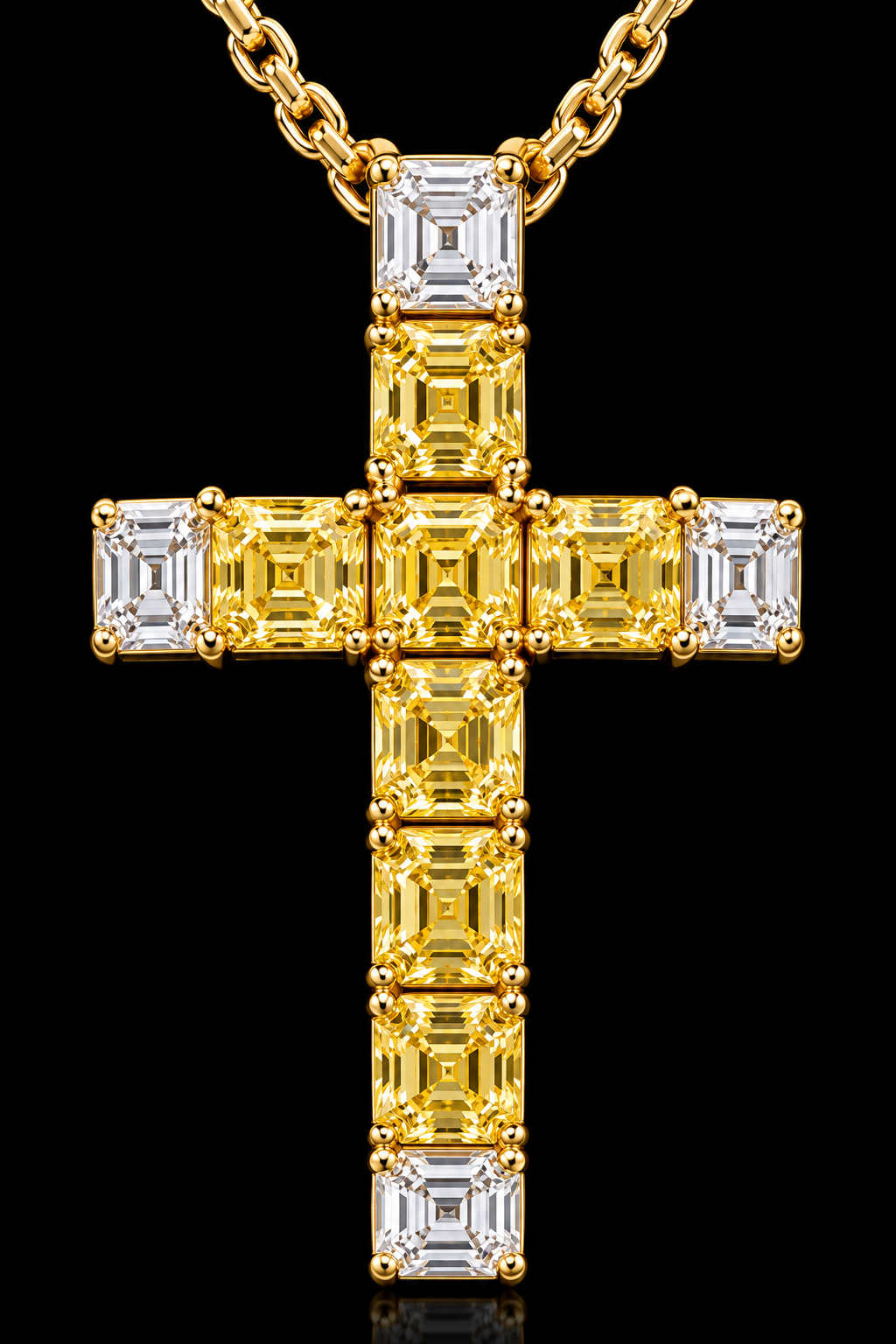ASSCHER CUT LAB DIAMOND CROSS PENDANT